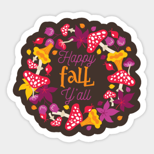 Happy Fall Y'all Thanksgiving Autumn Season Sticker